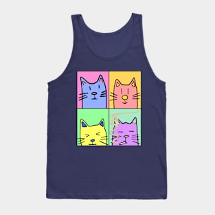 Four cats that don't know each other very well but agreed to a group photo Tank Top